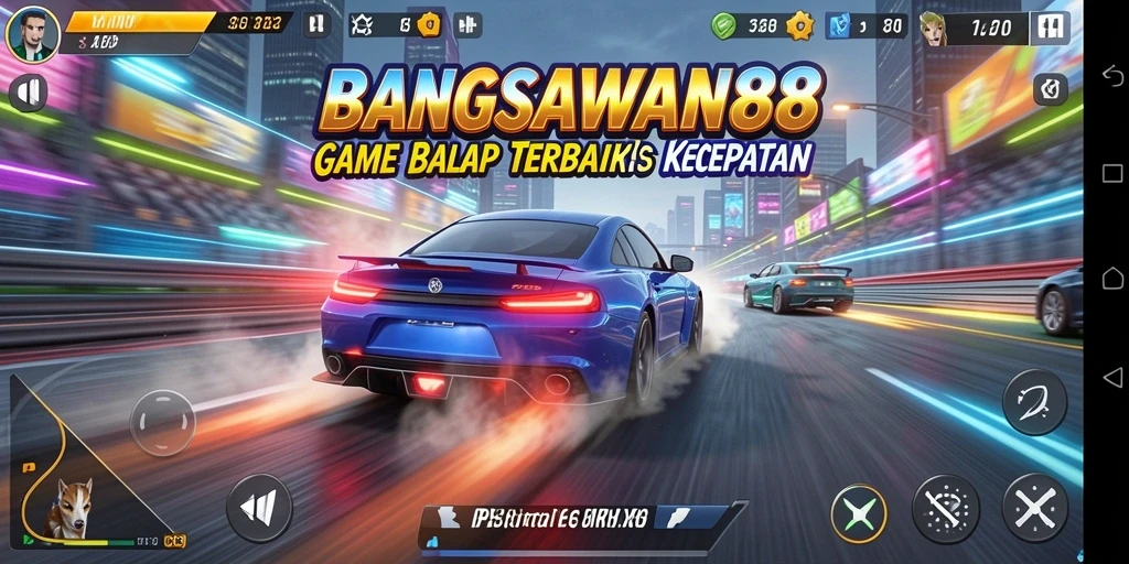 Tampilan gameplay BANGSAWAN88 yang menegangkan di lintasan balap.