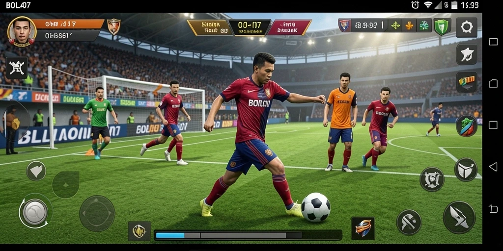 Tampilan menarik dari gameplay BOLA07, pertarungan tim yang seru.