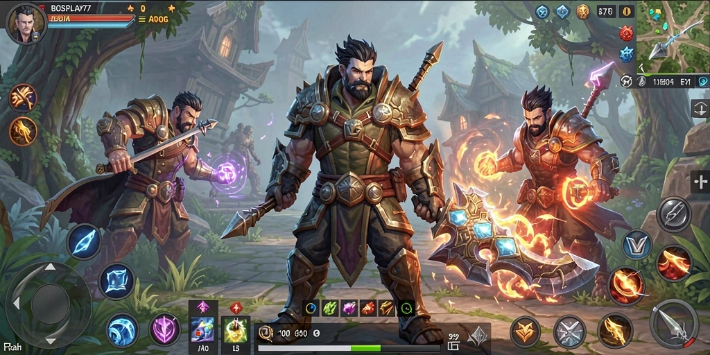 Tampilan gameplay BOSPLAY77 yang menegangkan dan epik.