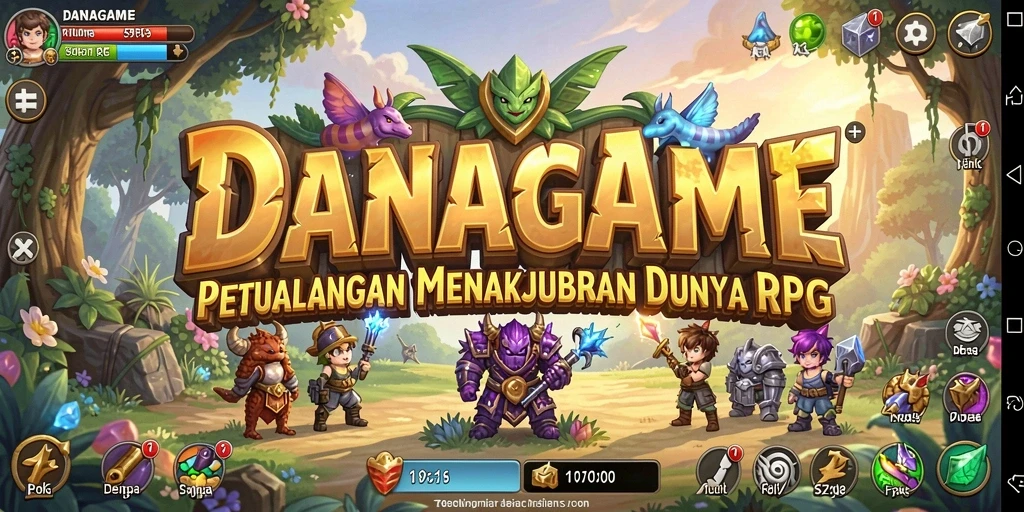 Screenshot gameplay DANAGAME yang menampilkan pertarungan epik dalam dunia RPG.