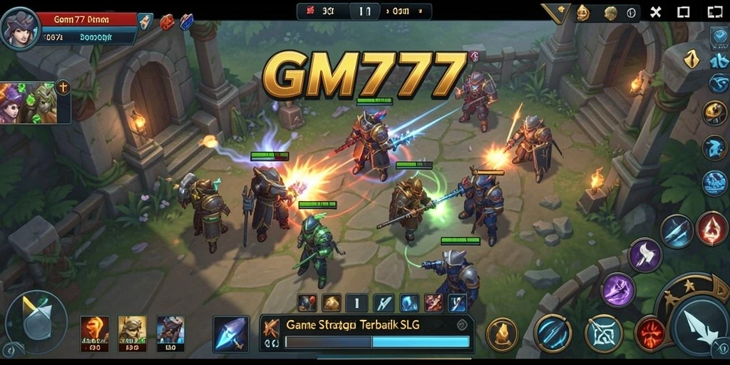 Screenshot GM777 menampilkan aksi pertempuran antarkerajaan.