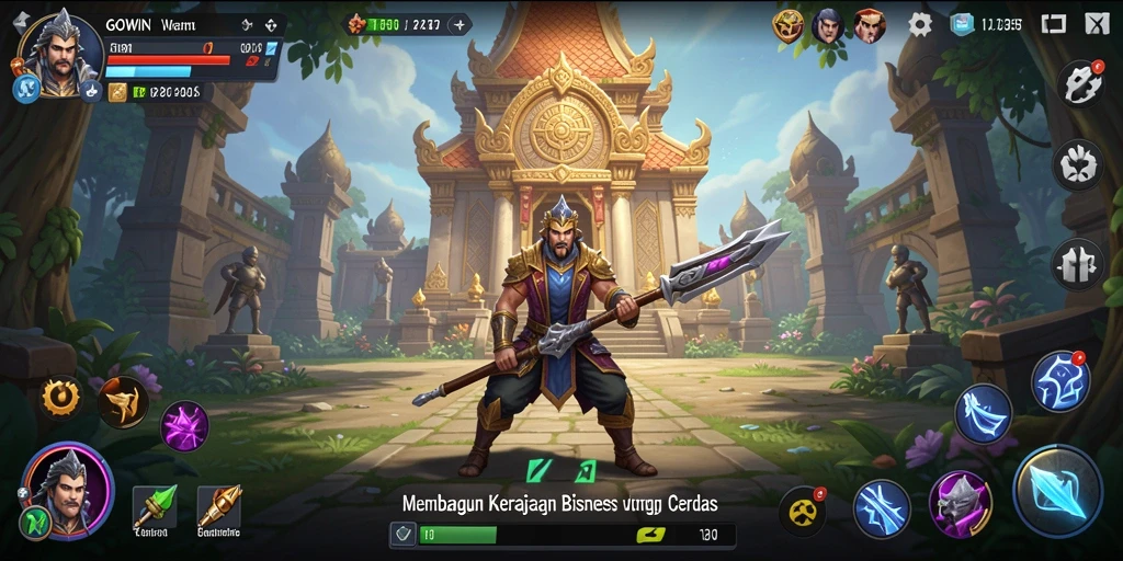 Tampilan gameplay seru GOWIN dengan pengelolaan bisnis yang dinamis.