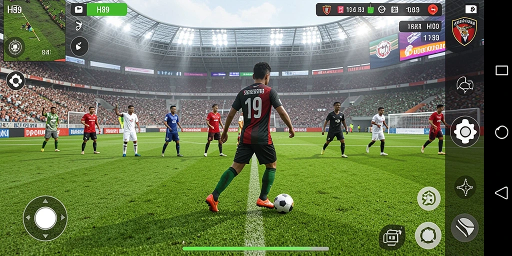 Tangkapan layar H89 menunjukkan aksi seru dalam permainan sepak bola langsung.