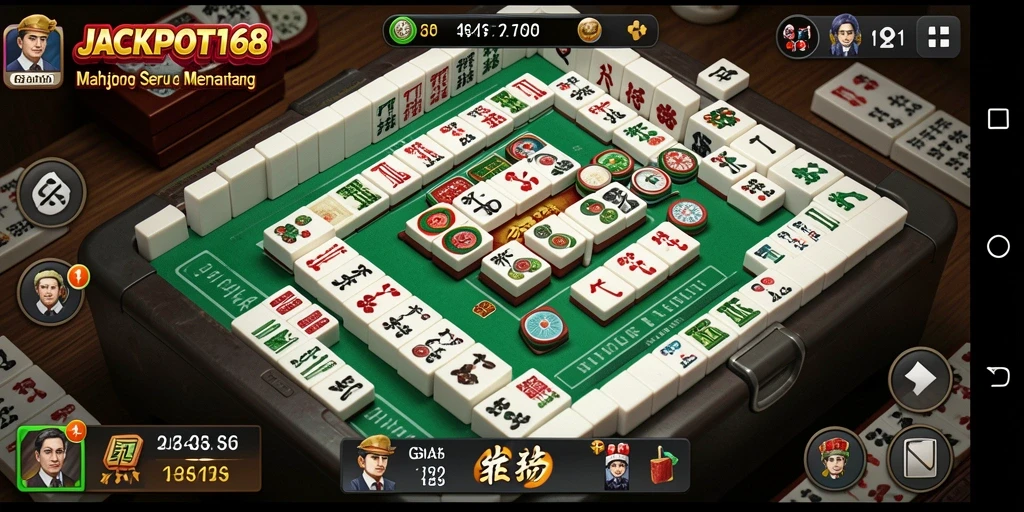 Screenshot gameplay JACKPOT168 menampilkan serunya bermain Mahjong.