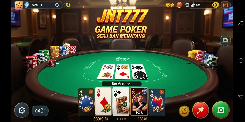 Tampilan menarik dari gameplay Poker di JNT777.