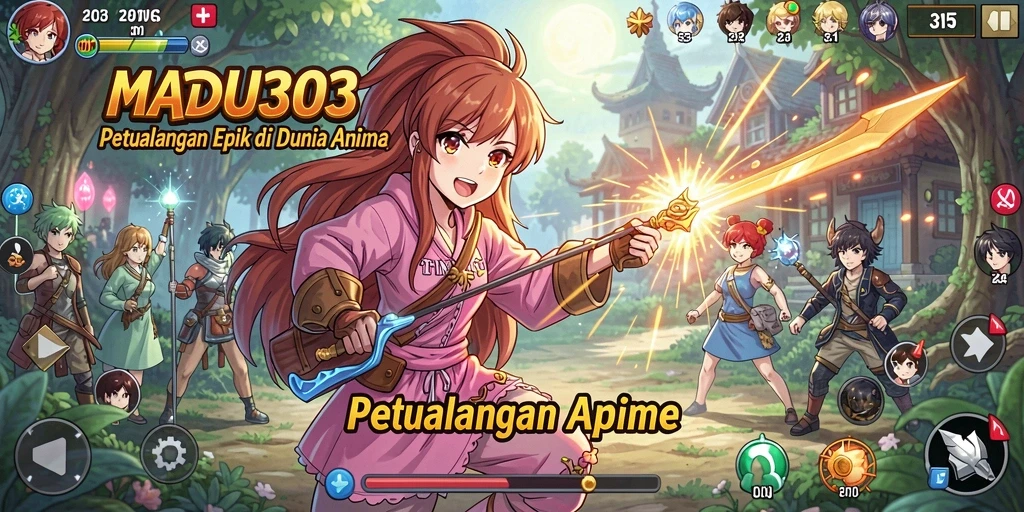 Tampilan gameplay seru dari MADU303 dengan karakter Anime ikonik.