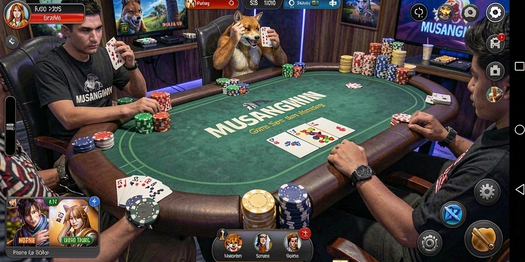 Tangkapan layar gameplay Poker yang menegangkan dan seru.
