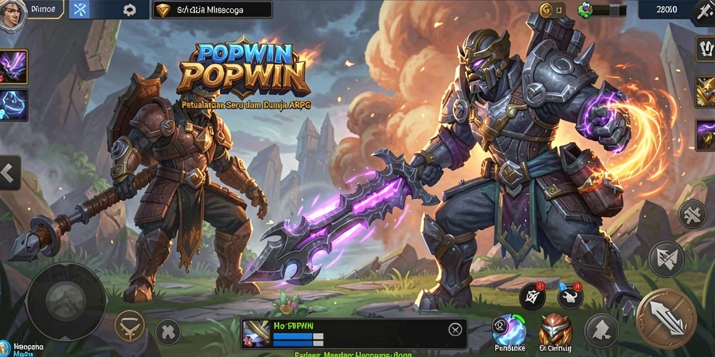 Tangkapan layar dari gameplay menegangkan di POPWIN saat menghadapi monster besar.