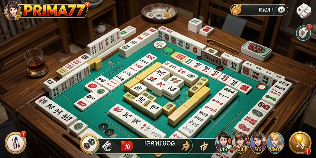 Tampilan gameplay menarik dari PRIMA77 dengan elemen Mahjong.