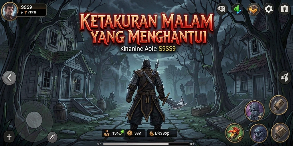 Screenshot gameplay menegangkan di S9S9 yang menunjukkan suasana horor.