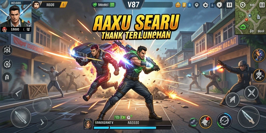 Tampilan gameplay V87 yang penuh aksi dan seru.